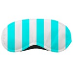 Vertical Stripes - White and Aqua Cyan Sleeping Mask
