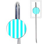 Vertical Stripes - White and Aqua Cyan Book Mark