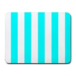 Vertical Stripes - White and Aqua Cyan Small Mousepad
