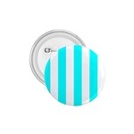 Vertical Stripes - White and Aqua Cyan 1.75  Button