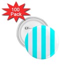 Vertical Stripes - White and Aqua Cyan 1.75  Button (100 pack)