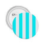 Vertical Stripes - White and Aqua Cyan 2.25  Button