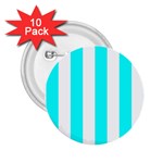 Vertical Stripes - White and Aqua Cyan 2.25  Button (10 pack)