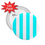 Vertical Stripes - White and Aqua Cyan 2.25  Button (100 pack)