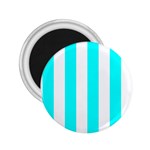 Vertical Stripes - White and Aqua Cyan 2.25  Magnet