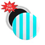 Vertical Stripes - White and Aqua Cyan 2.25  Magnet (100 pack)