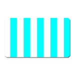 Vertical Stripes - White and Aqua Cyan Magnet (Rectangular)