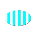 Vertical Stripes - White and Aqua Cyan Sticker Oval (100 pack)