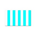 Vertical Stripes - White and Aqua Cyan Sticker Rectangular (100 pack)