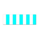 Vertical Stripes - White and Aqua Cyan Sticker Bumper (10 pack)