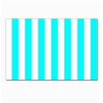 Vertical Stripes - White and Aqua Cyan Postcard 4 x 6  (Pkg of 10)