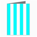 Vertical Stripes - White and Aqua Cyan Greeting Card