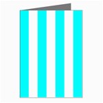 Vertical Stripes - White and Aqua Cyan Greeting Cards (Pkg of 8)