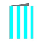 Vertical Stripes - White and Aqua Cyan Mini Greeting Card