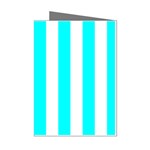Vertical Stripes - White and Aqua Cyan Mini Greeting Cards (Pkg of 8)