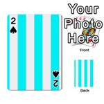 Vertical Stripes - White and Aqua Cyan Playing Cards 54 Designs