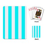 Vertical Stripes - White and Aqua Cyan Playing Cards Single Design