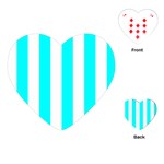 Vertical Stripes - White and Aqua Cyan Playing Cards (Heart)