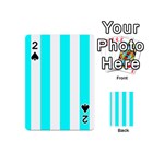 Vertical Stripes - White and Aqua Cyan Playing Cards 54 (Mini)
