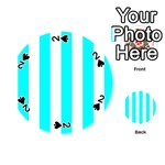 Vertical Stripes - White and Aqua Cyan Playing Cards 54 (Round)