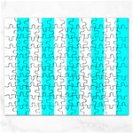 Vertical Stripes - White and Aqua Cyan Jigsaw Puzzle (Rectangular)