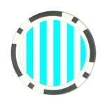 Vertical Stripes - White and Aqua Cyan Poker Chip Card Guard