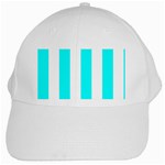 Vertical Stripes - White and Aqua Cyan White Cap