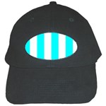 Vertical Stripes - White and Aqua Cyan Black Cap