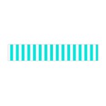 Vertical Stripes - White and Bright Turquoise Flano Scarf (Mini)
