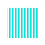 Vertical Stripes - White and Bright Turquoise Satin Bandana Scarf