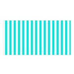 Vertical Stripes - White and Bright Turquoise Satin Shawl