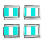 Vertical Stripes - White and Bright Turquoise 9mm Italian Charm (4 pack)