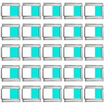 Vertical Stripes - White and Bright Turquoise 9mm Italian Charm (25 pack)