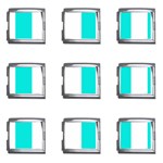 Vertical Stripes - White and Bright Turquoise Mega Link Italian Charm (9 pack)