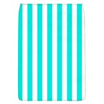 Vertical Stripes - White and Bright Turquoise Removable Flap Cover (L)