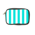 Vertical Stripes - White and Bright Turquoise Coin Purse