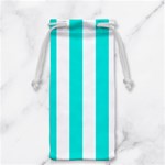 Vertical Stripes - White and Bright Turquoise Jewelry Bag
