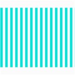 Vertical Stripes - White and Bright Turquoise Collage 11  x 14 