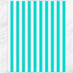 Vertical Stripes - White and Bright Turquoise Canvas 11  x 14 