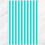 Vertical Stripes - White and Bright Turquoise Canvas 20  x 30 