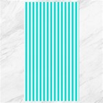 Vertical Stripes - White and Bright Turquoise Canvas 40  x 72 