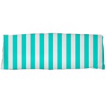 Vertical Stripes - White and Bright Turquoise Body Pillow Case (Dakimakura) (One Side)