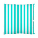 Vertical Stripes - White and Bright Turquoise Standard Cushion Case (One Side)