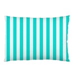 Vertical Stripes - White and Bright Turquoise Pillow Case (One Side)