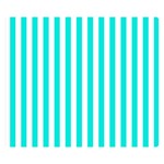 Vertical Stripes - White and Bright Turquoise Double Sided Flano Blanket (Small)