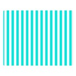 Vertical Stripes - White and Bright Turquoise Double Sided Flano Blanket (Large)