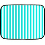 Vertical Stripes - White and Bright Turquoise Fleece Blanket (Mini)