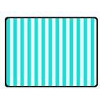 Vertical Stripes - White and Bright Turquoise Fleece Blanket (Small) (One Side)