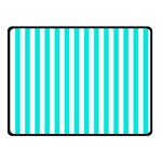 Vertical Stripes - White and Bright Turquoise Double Sided Fleece Blanket (Small) (Two Sides)