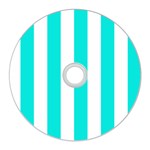 Vertical Stripes - White and Bright Turquoise CD Wall Clock